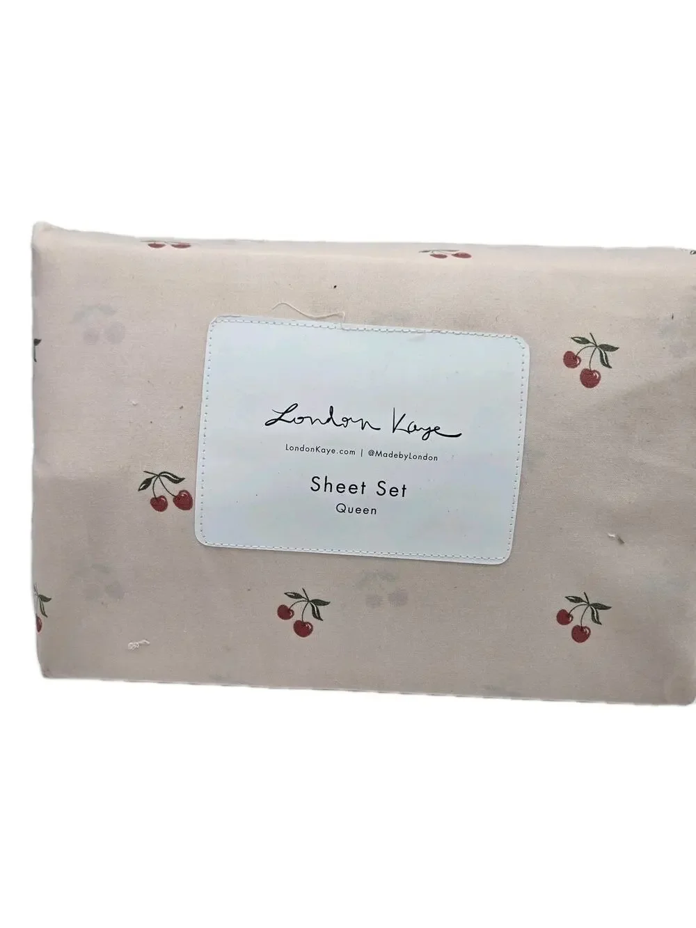 London Kaye QUEEN Sheet Set Cherries NEW! Coquette Tween Retro Retail $58